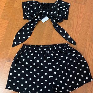 NWT étophie studios // Two-Piece B&W Polka Dot Set